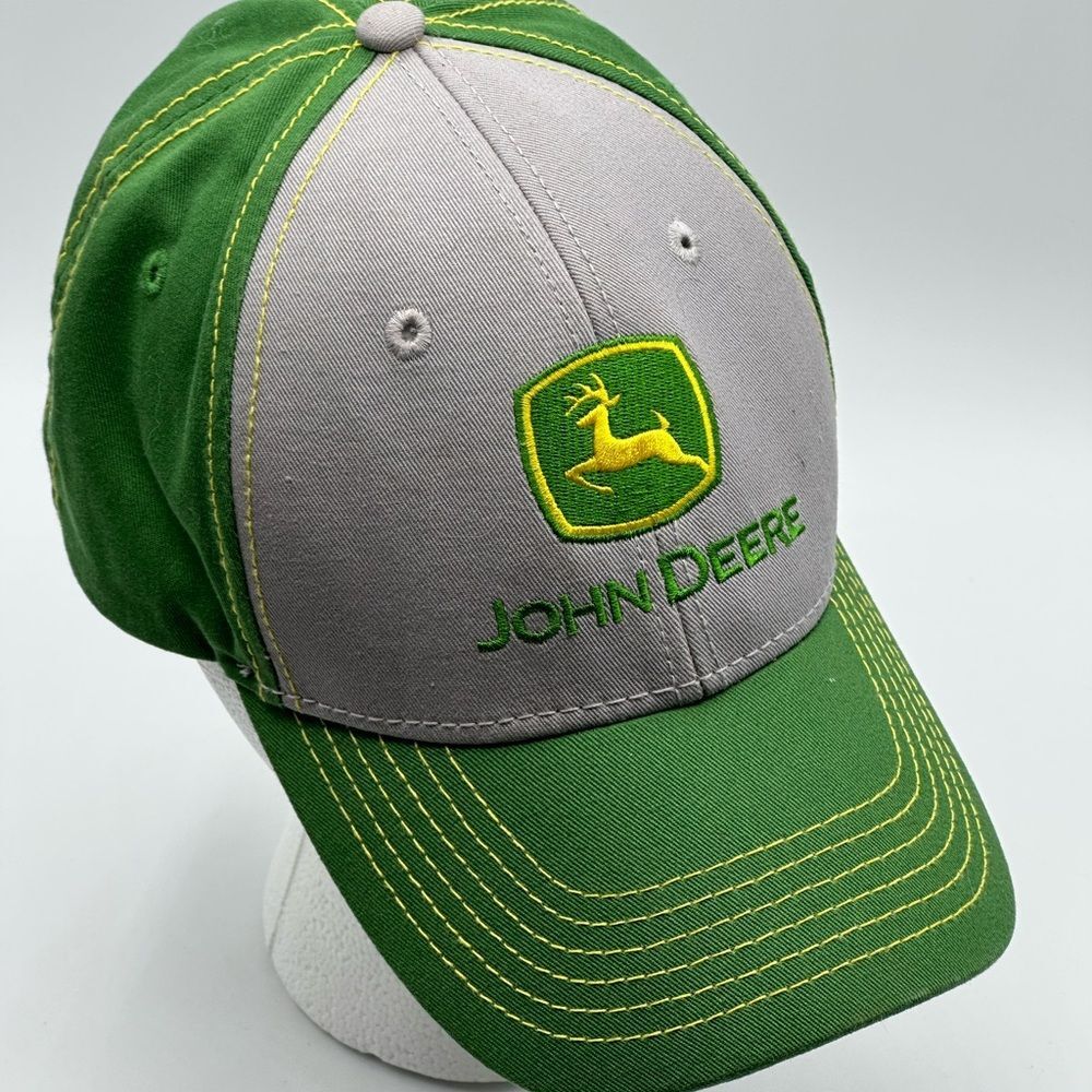 John Deere Adjustable Green & Gray Trucker Hat 100% Cotton OSFA